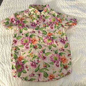 Janie and Jack floral poplin shirt size 8